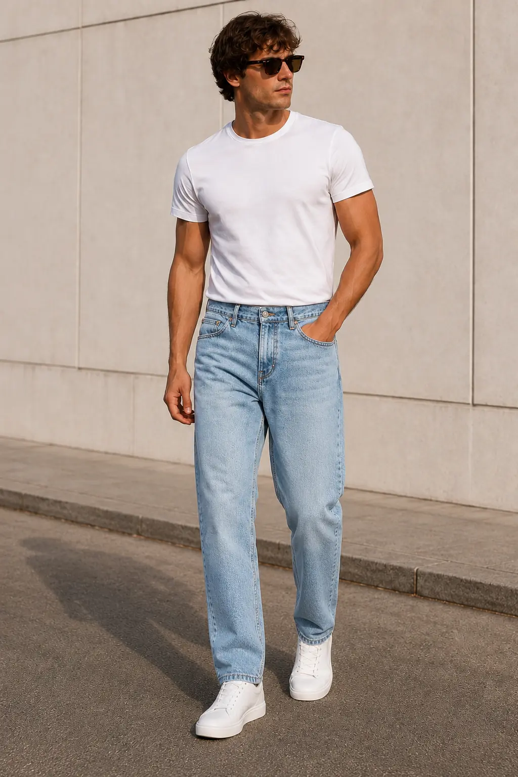 Açık mavi jean ile Fashion İstanbul sokak stili